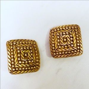 Final price Vintage Clip on embellished square earrings